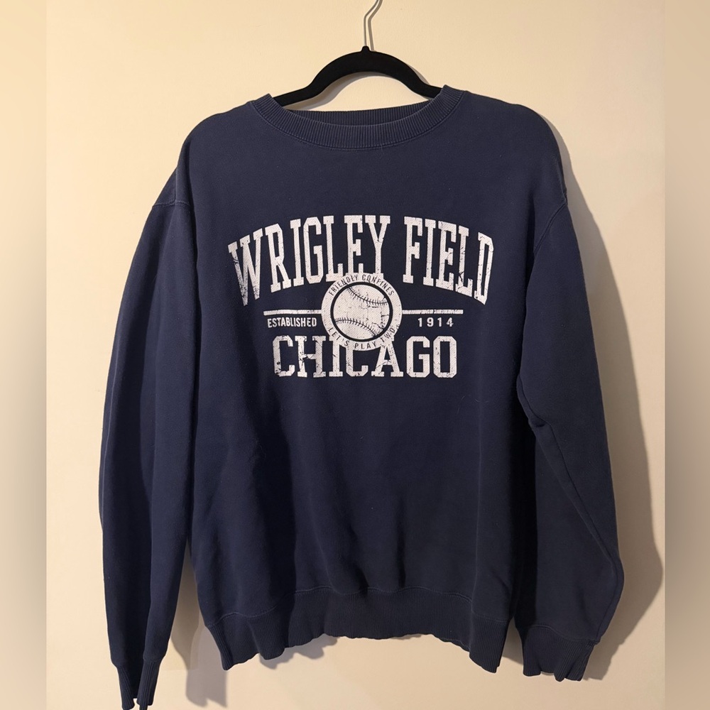 90s Vintage Wrigley Field Navy Crewneck Sweater